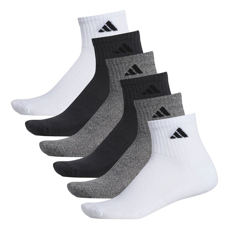 adidas Men's Athletic Cushioned 6-Pack Quarter Socks image number 3