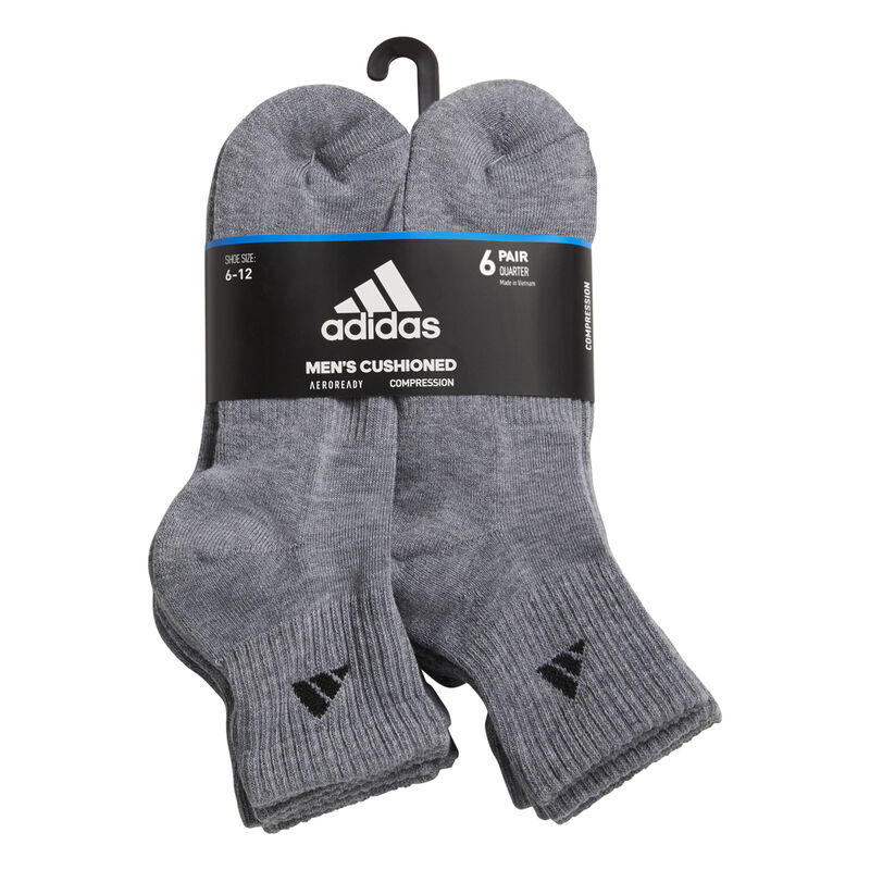 adidas Men's Athletic Cushioned 6-Pack Quarter Socks image number 7