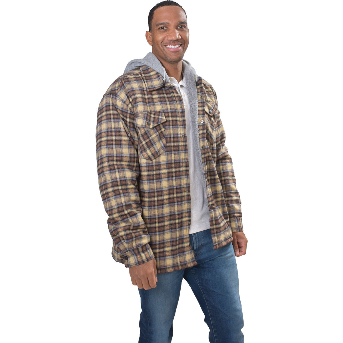 Mens sherpa sales lined plaid jacket