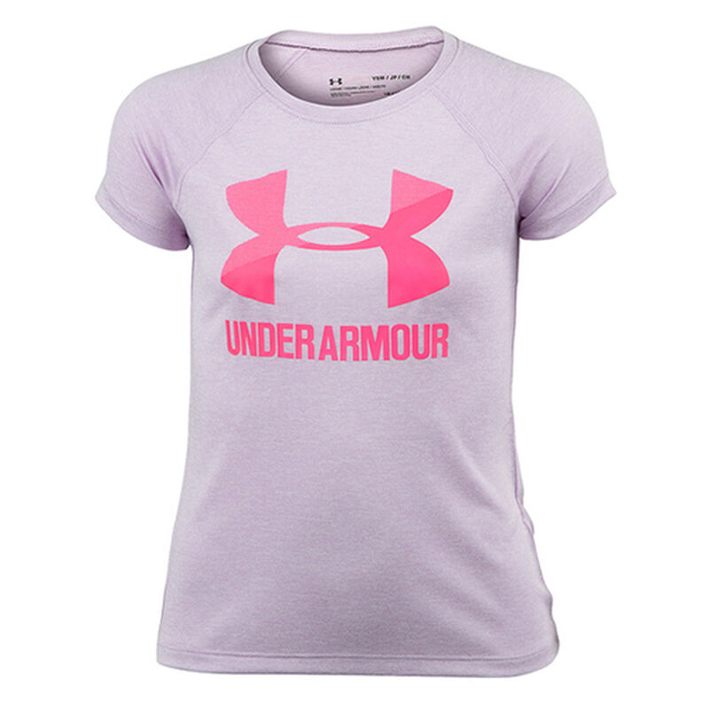 Under Armour Girls' Short Sleeve Big Logo Twist Tee image number 1
