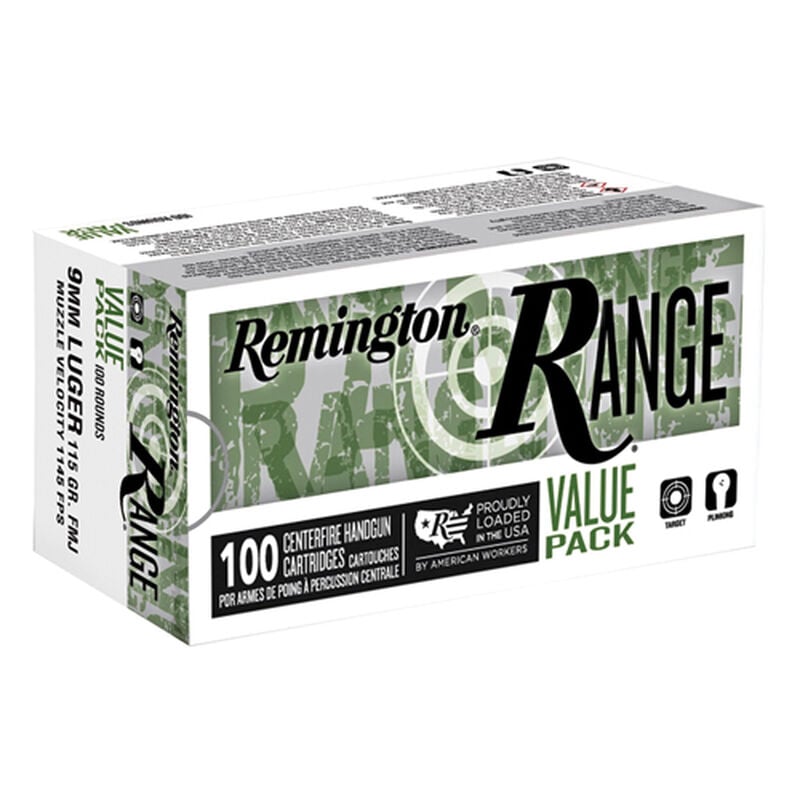 Remington Range 9mm 115 Grain Ammunition 100 Rounds image number 0