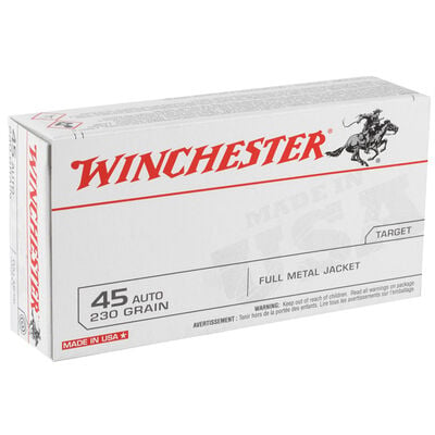 Winchester USA 45 Auto Ammo 230 Grain Full Metal Jacket