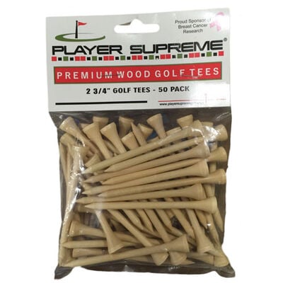 Player Supreme 2.75" Player Supreme Natural Golf Tees - 50 Pack