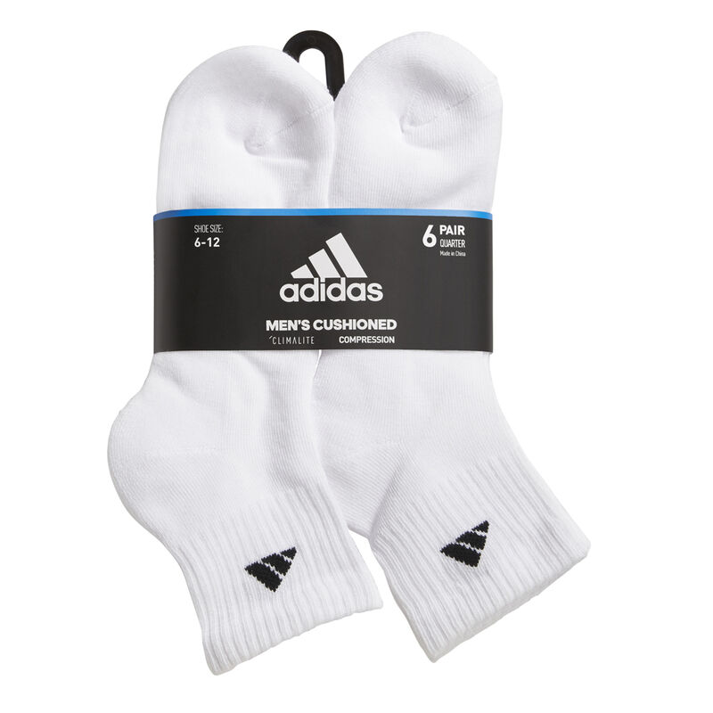 adidas Men's Athletic Cushioned 6-Pack Quarter Socks image number 6