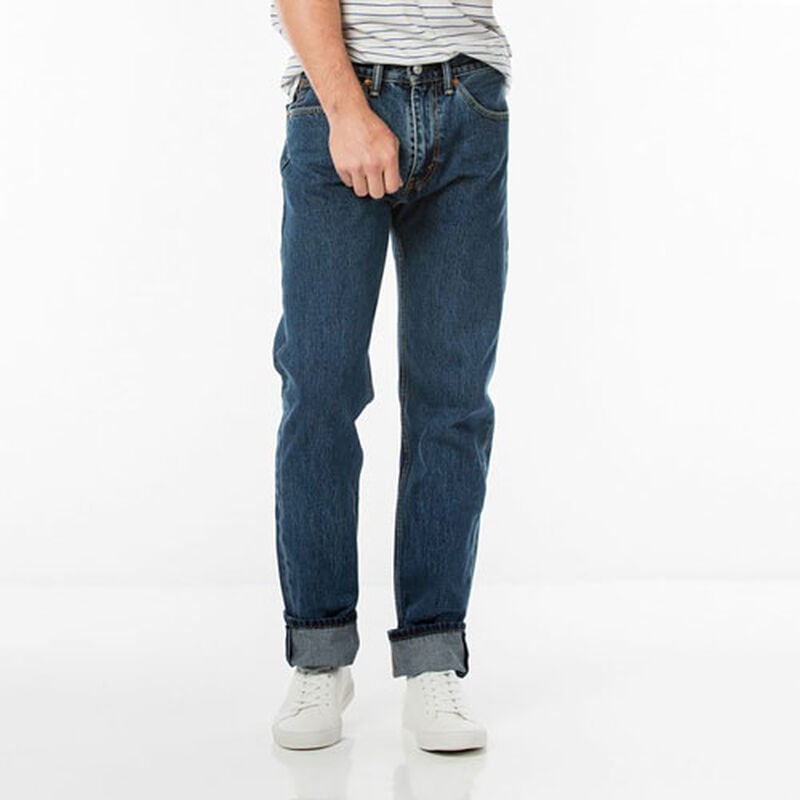 Levi's Men's 505 Dark Stonewash Regular Fit Jeans image number 4