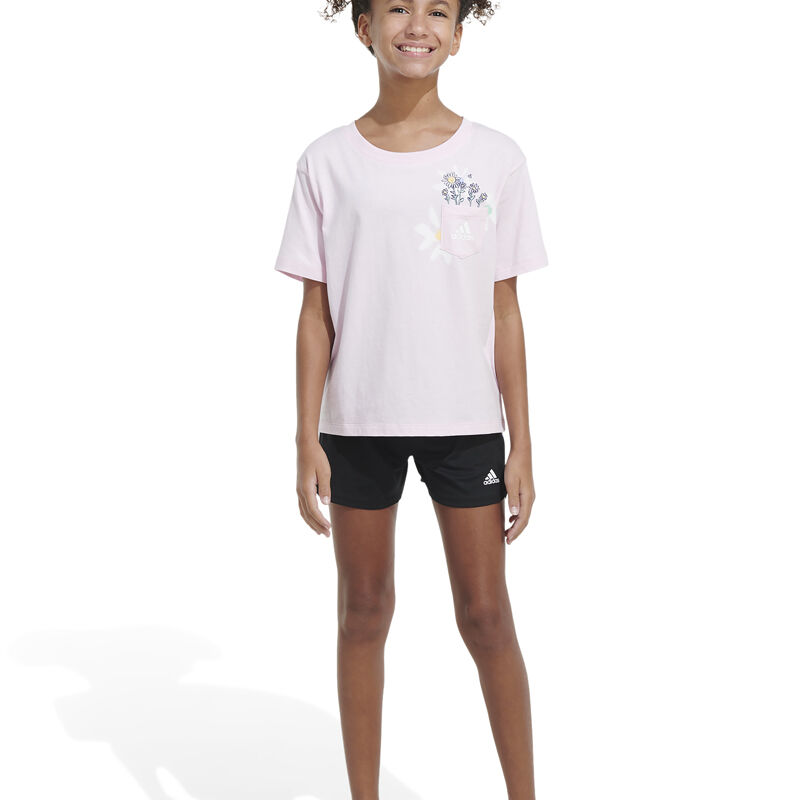 adidas Girls' Shorts Sleeve Pocket Tee image number 1