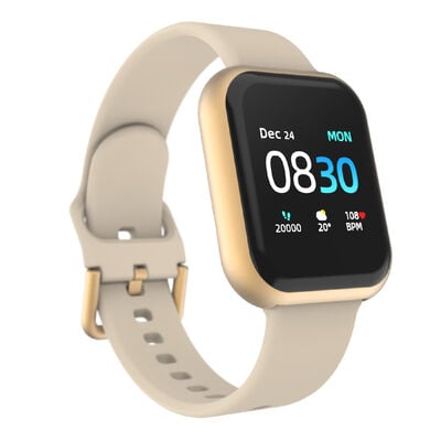 Itouch Air 3 Smartwatch: Gold Case with Beige Strap