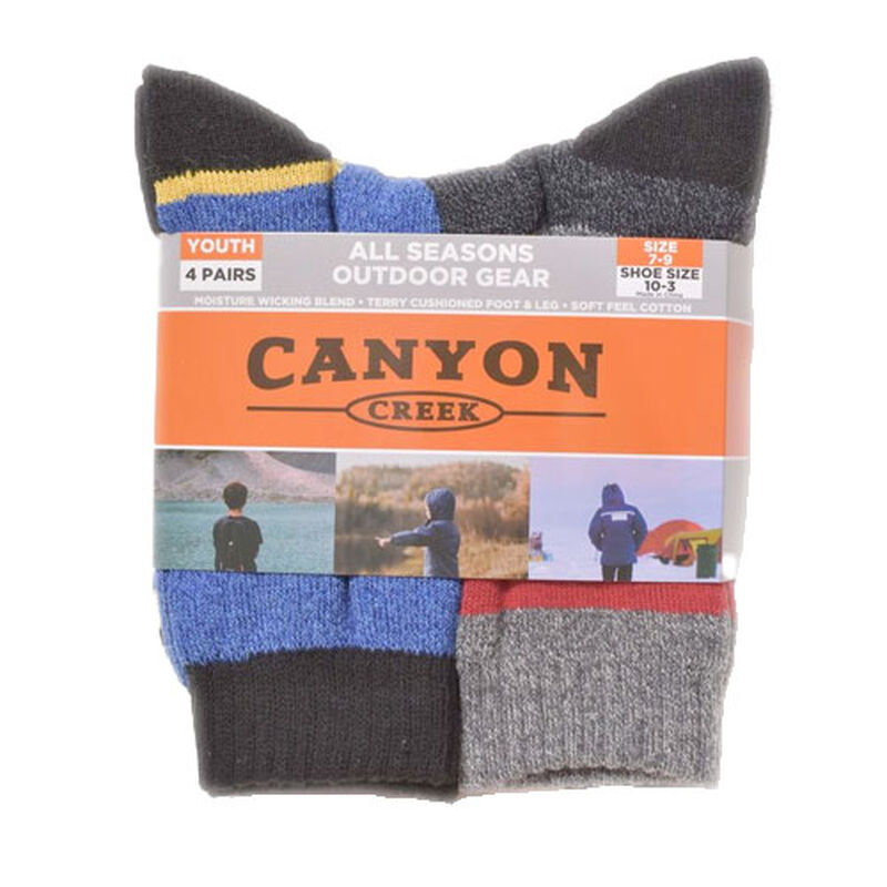 Canyon Creek Boys' 4 Pack All Season Crew Socks image number 0
