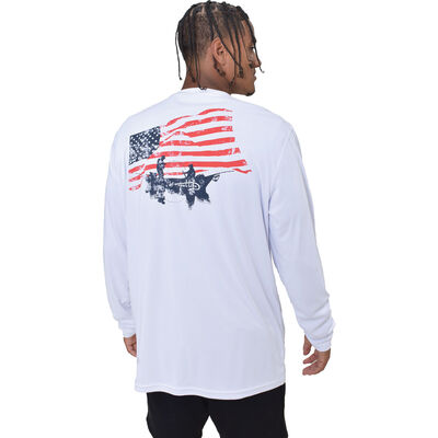 Big and Tall Tee - American Flag USA Outdoor Fishing Shirts for Men 