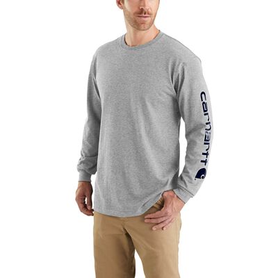 Carhartt Men's Big and Tall Signature-Sleeve Logo Long-Sleeve T-Shirt