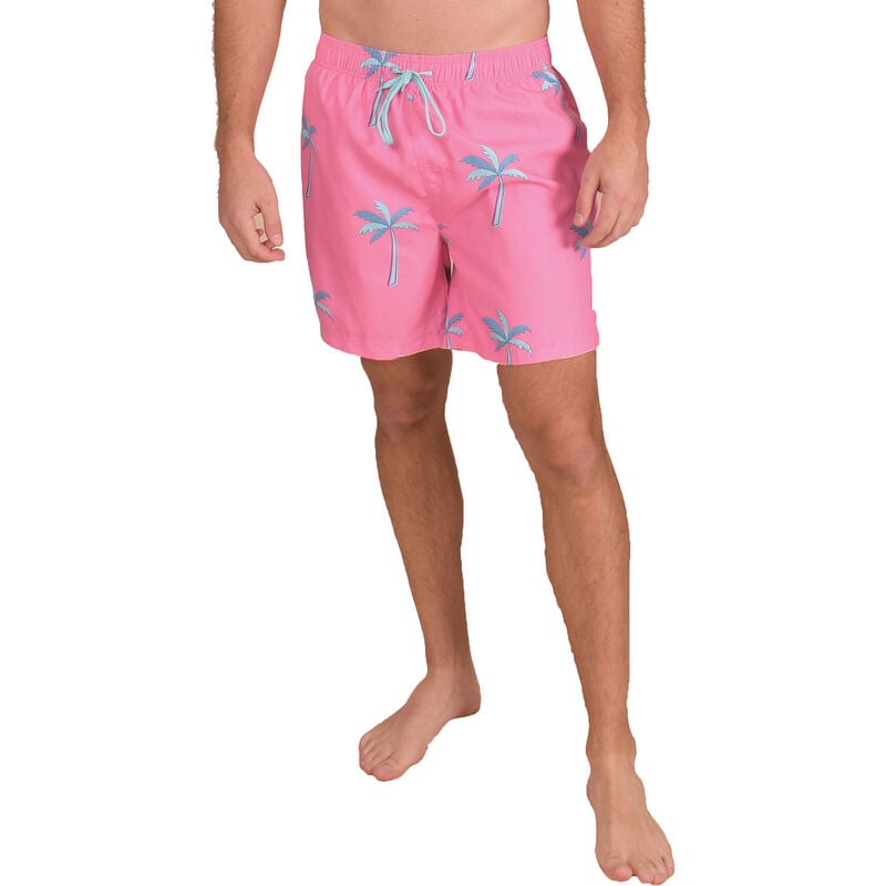 Canyon Creek Men's Pink Palm Tree Print Volley Shorts image number 1