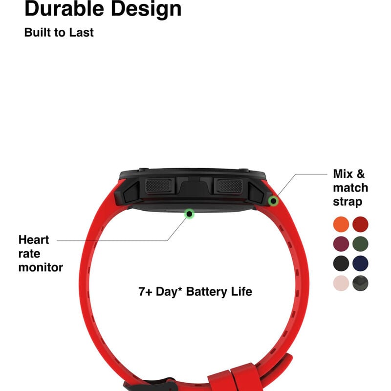 Itouch Explorer Smartwatch: Black Case with Red Silicone Strap image number 2