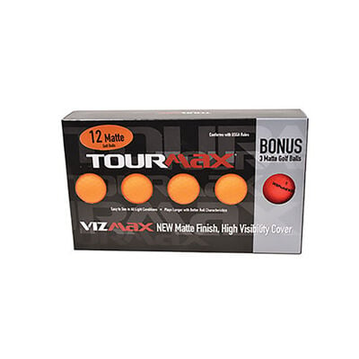 TourMax Vizmax Orange Golf Balls with Bonus Sleeve - 12-Pack