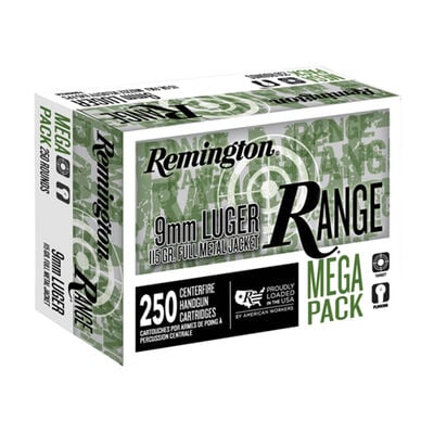 Remington 9mm Luger 115 Grain Full Metal Jacket Ammunition - 250 Count