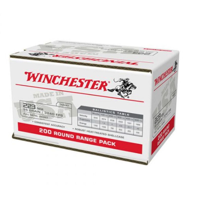 Winchester .223 55 Grain FMJ 200rd Rounds image number 0