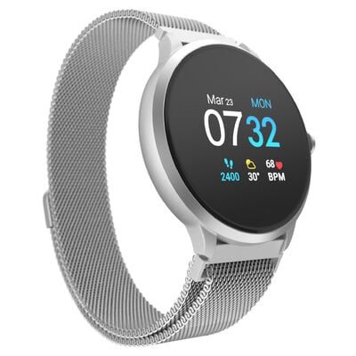Itouch Sport 3 Smartwatch: Silver Case with Silver Mesh Strap
