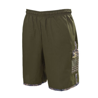 Mossy Oak Men's Solid Swim Trunks With Camo Flag Accent