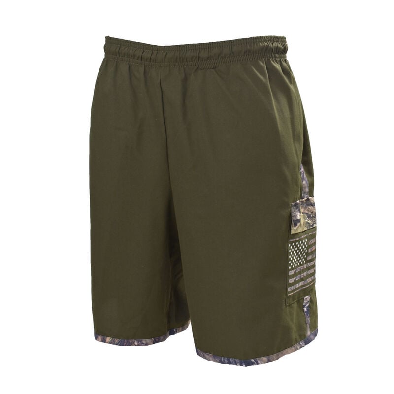 Mossy Oak Men's Solid Swim Trunks With Camo Flag Accent image number 0