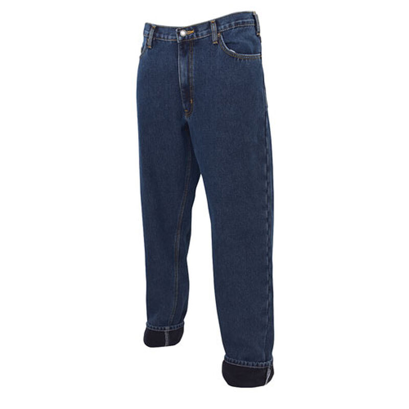 Full Blue Men's 5 Pocket Bonded Fleece Relaxed Fit Denim Jeans image number 3
