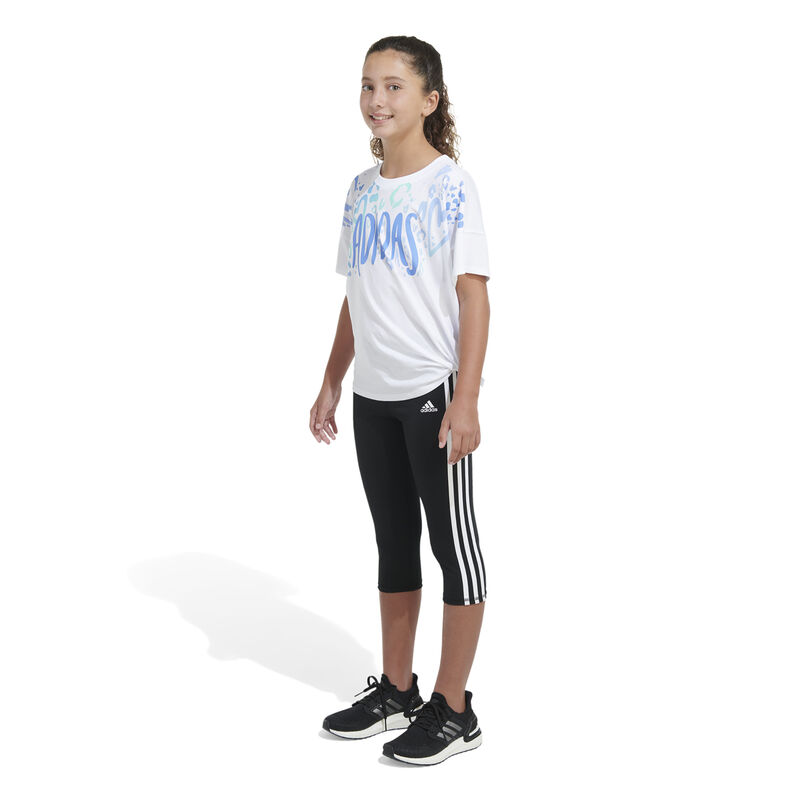 adidas Girls' Shorts Sleeve Loose Tie-Front Tee image number 1