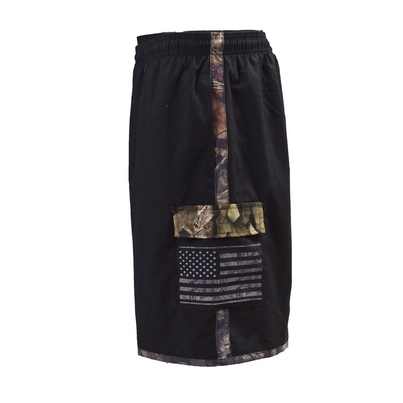 Mossy Oak Men's Solid Swim Trunks With Camo Flag Accent image number 0