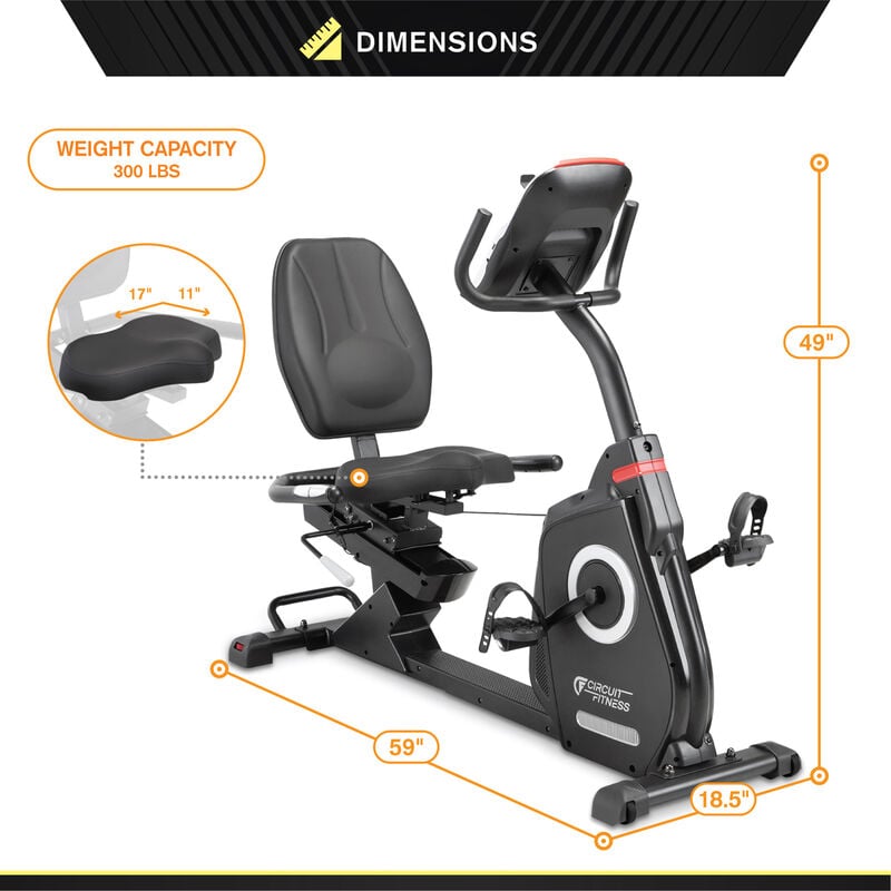 Circuit Fitness Magnetic Recumbent Exercise Bike image number 14