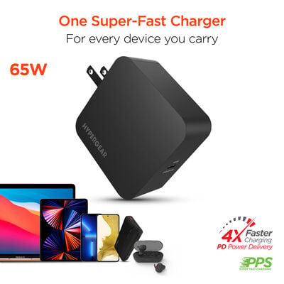 Hypergear SpeedBoost 65W USB-C PD Laptop Wall Charger with PPS