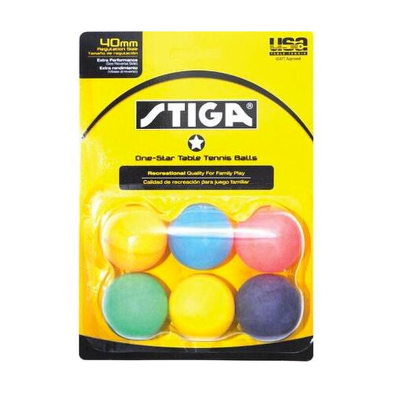 Stiga Tennis Table 6-Pack One-Star Multicolor Balls image number 0