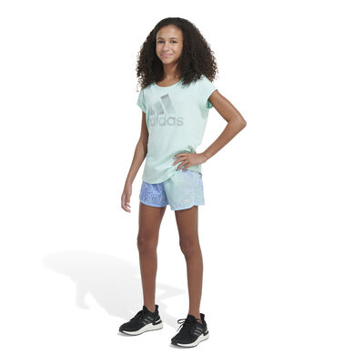adidas Girls' AEROREADY® Elastic Waistband All Over Print Pacer Woven Shorts