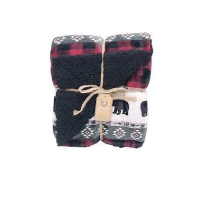 Montauk Bear & Deer Stripe Pattern Blanket