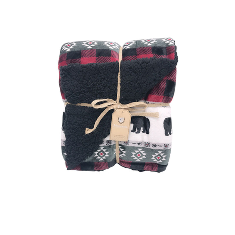 Montauk Bear & Deer Stripe Pattern Blanket image number 0