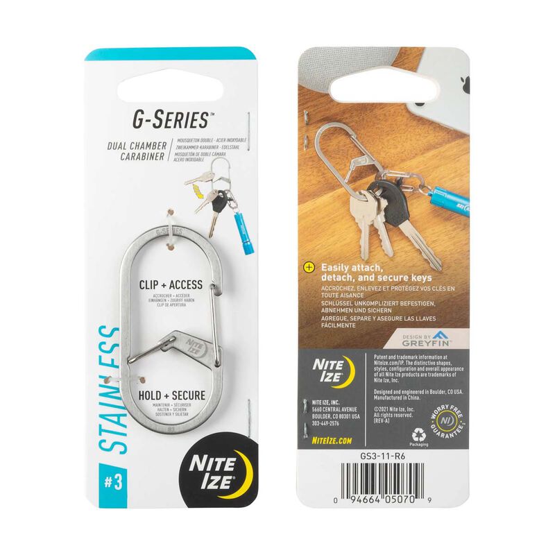 Nite Ize G-Series  Dual Chamber Carabiner #3 - Stainless image number 0