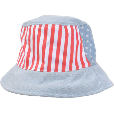 David & Young Denim American Flag Bucket Hat