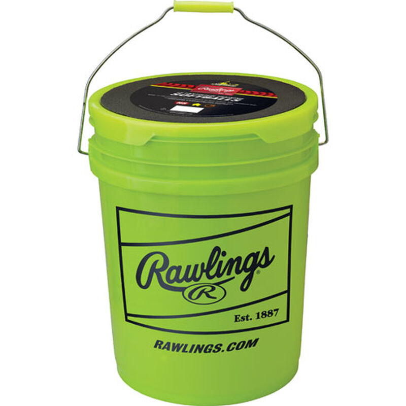 Rawlings 6 Gallon Optic Yellow Bucket with 12" Fastpitch Softballs image number 1