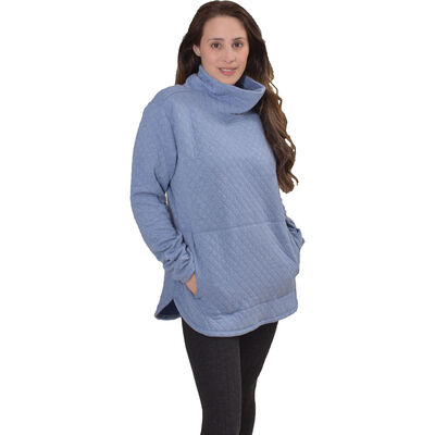 Rbx Women's Quilted Cowl Neck Tunic Fleece