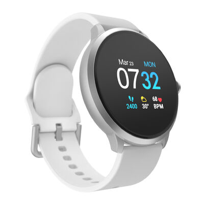 Itouch Sport 3 Smartwatch: Silver Case with White Strap