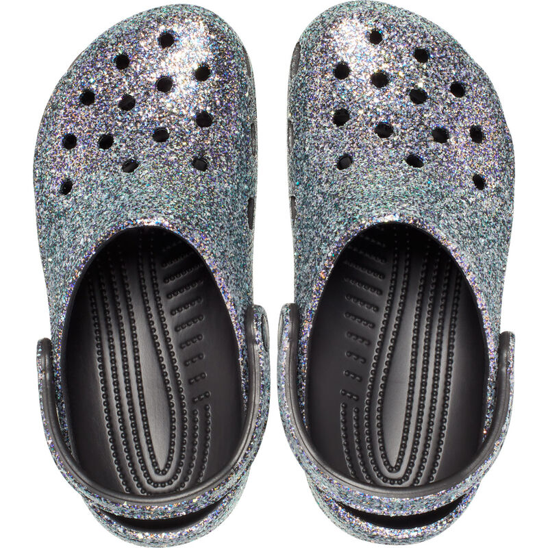 Crocs Women's Classic Glitter Black/Multi Clogs image number 6