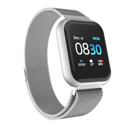 Itouch Air 3 Smartwatch: Silver Case with Silver Mesh Strap