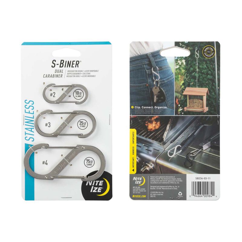 Nite Ize S-Biner® Stainless Steel Dual Carabiner Combo - 3 Pack - Stainless image number 0