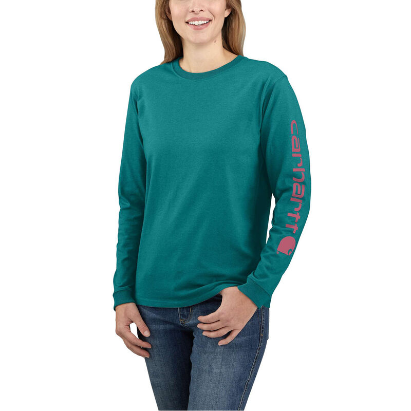 Carhartt Women's Loose Fit Heavyweight Long-Sleeve Logo Sleeve Graphic T-Shirt image number 1