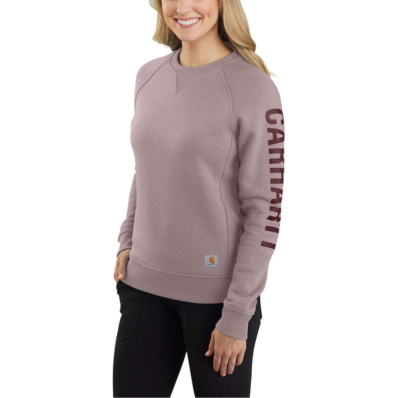 Carhartt Women's Relaxed Fit Midweight Crewneck Block Logo Sleeve Graphic Sweatshirt image number 0