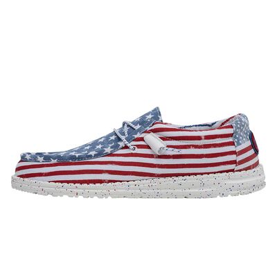 HeyDude Men's Wally Patriotic Stars And Stripes Shoes
