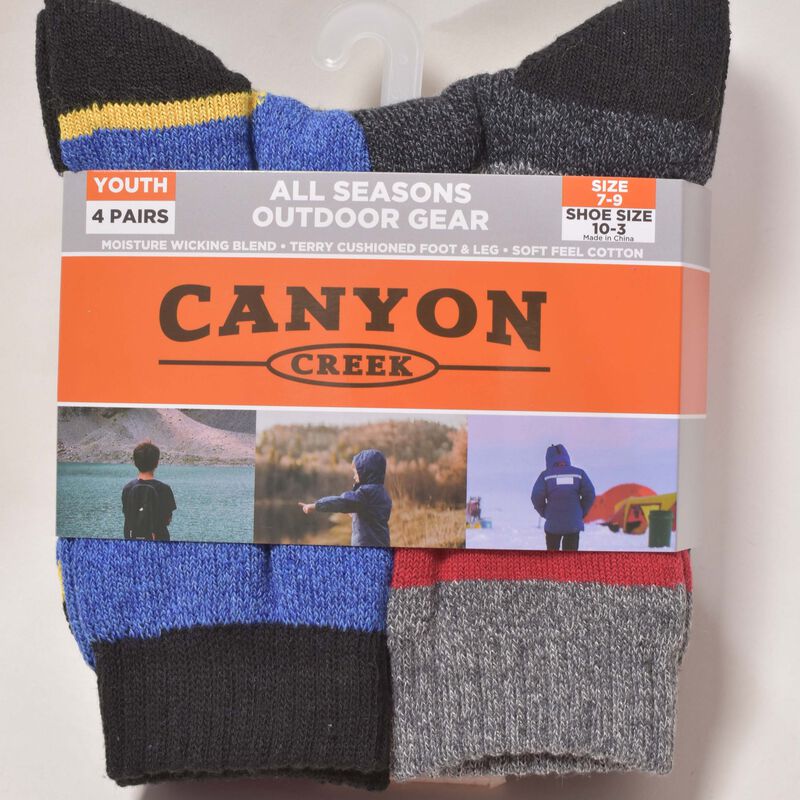 Canyon Creek Boys' 4 Pack All Season Crew Socks image number 2