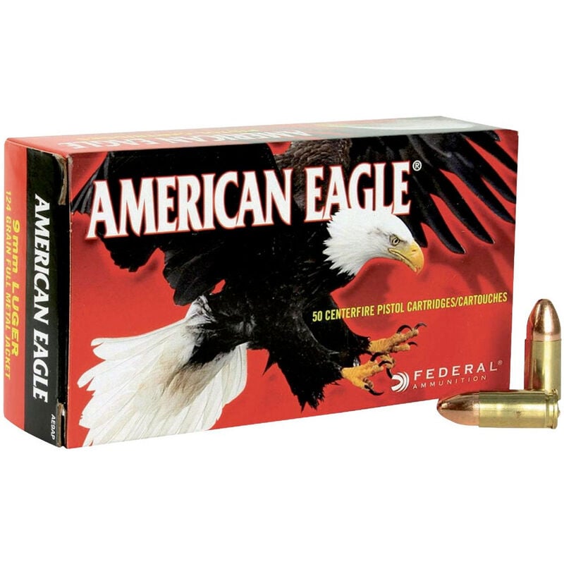 Federal American Eagle 9mm FMJ 124GR Ammunition image number 0