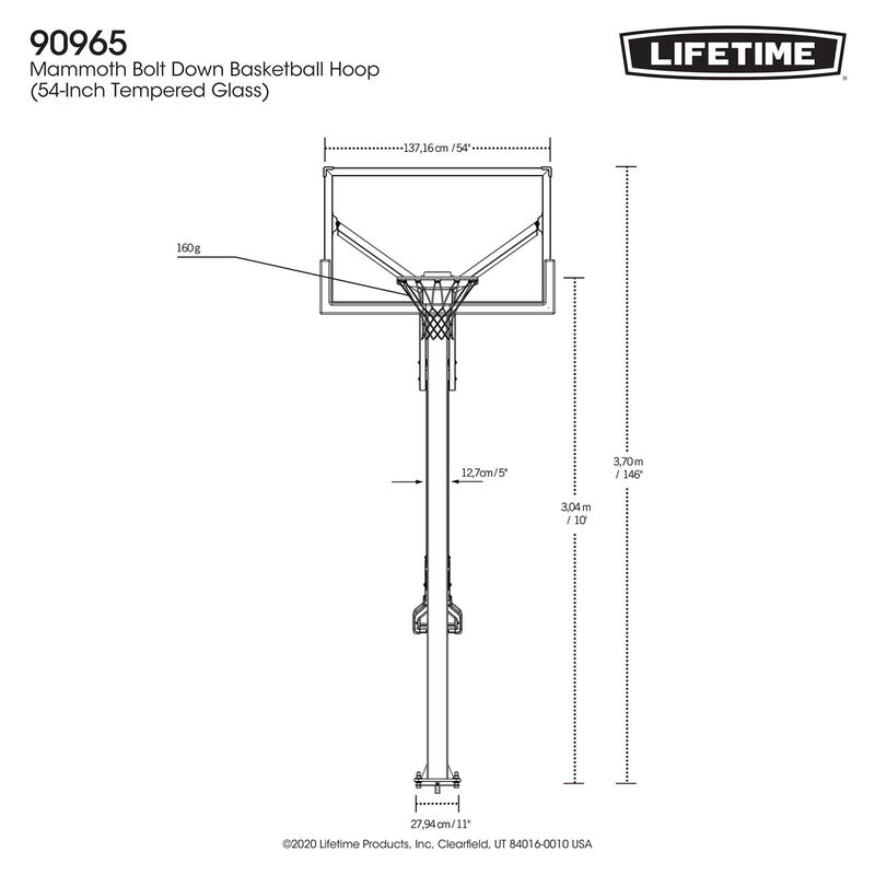 Mammoth 54" 90965 Glass In-Ground Basketball System image number 9