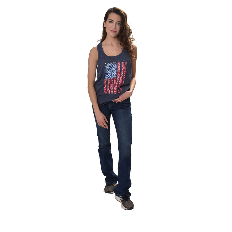 Willow Trails Women's Red, White & Blue Cheetah Flag Tank image number 0