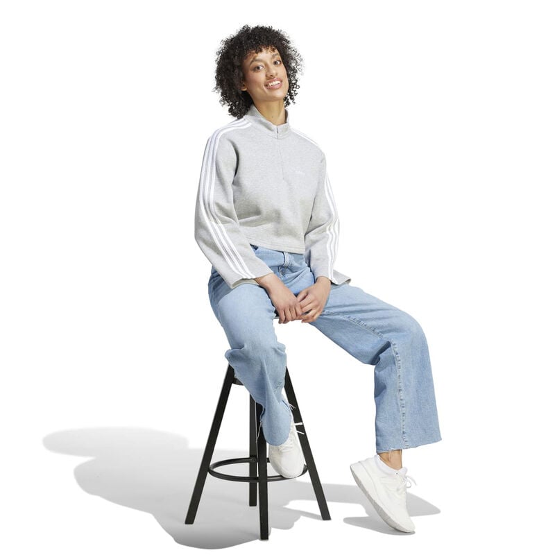 adidas Women's Essentials 3-Stripes Fleece Quarter-Zip Sweatshirt image number 6