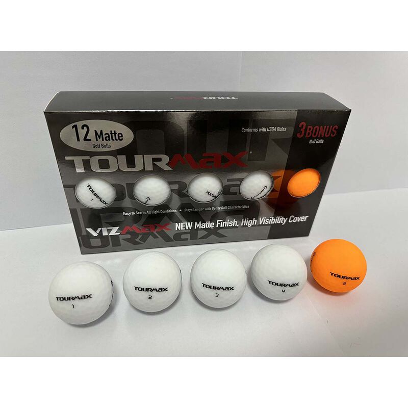 TourMax Vizmax Matte White 12 Pack Golf Balls With Bonus Sleeve image number 0