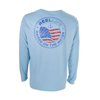 Reel Life Men's Long Sleeve Americana Emblem Tee