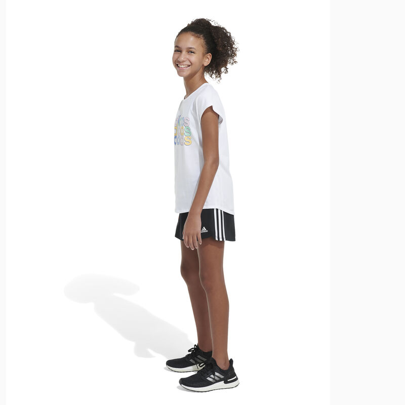 adidas Girls' Shorts Cap Sleeve Tee image number 3